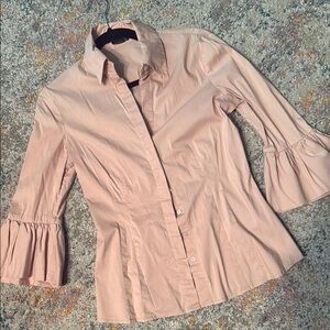 BCBGMaxAzria Women's Blush Pink Ruffle Sleeve Top S